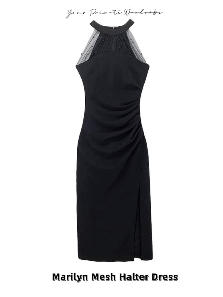 Marilyn Mesh Halter Dress