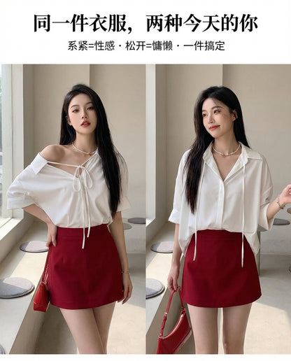 White Bella Ribbon Blouse