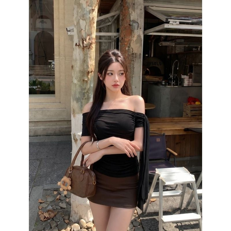 Mia One Shoulder Ribbon Cotton Tee