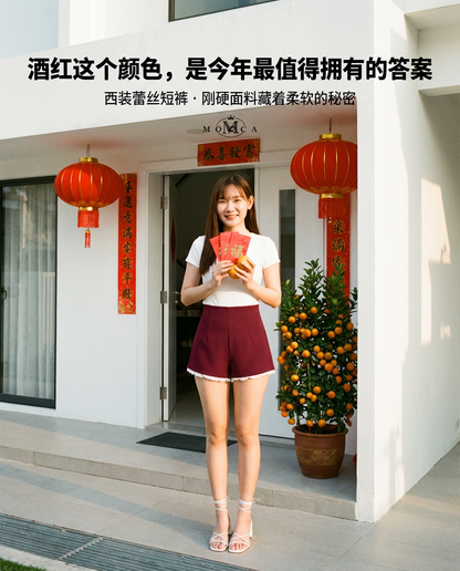 Suit Fabric A Line Lacey Shorts