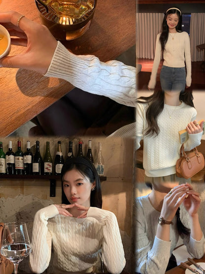 Luna Vintage Round Neck Knitted Sweater