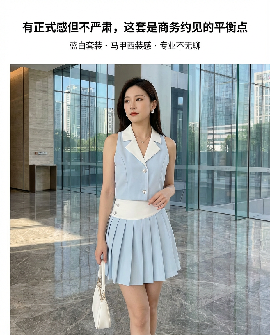 Bluebell Vest Pleated Set Wear