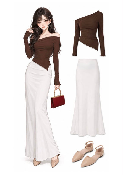 Silky Satin High Waisted Elastic Skirt