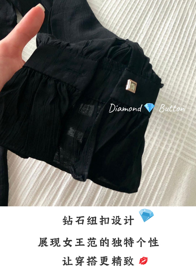 Black Diamond Button Blouse