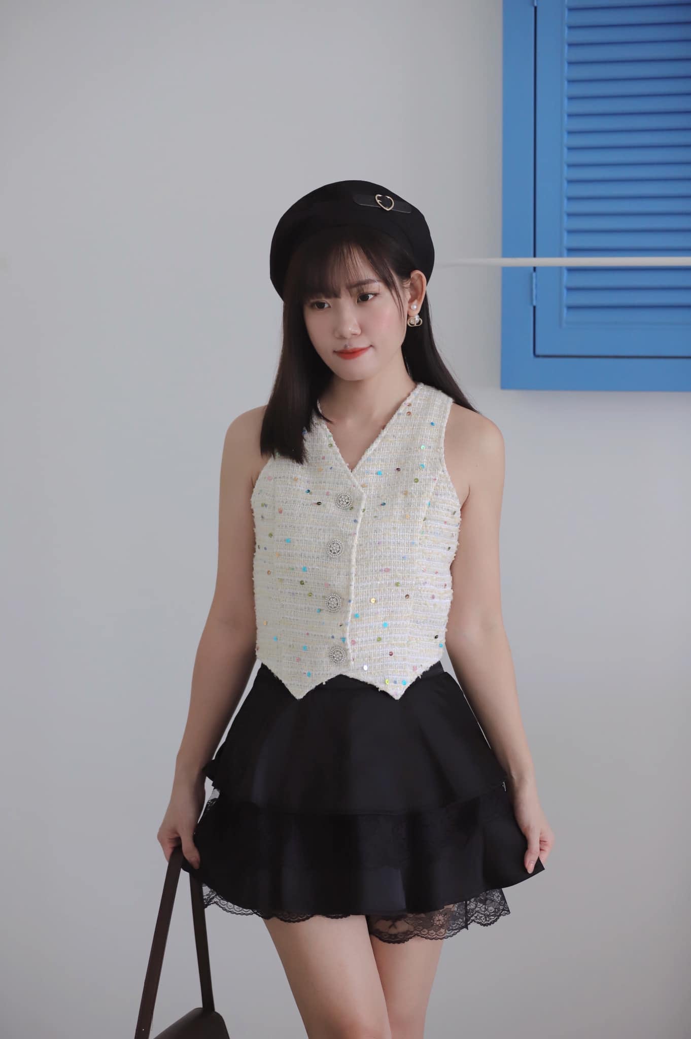 Lace Satin A Line Skirt