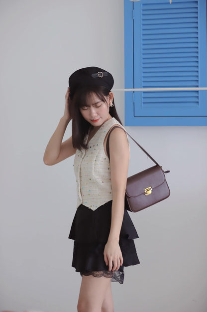 Lace Satin A Line Skirt