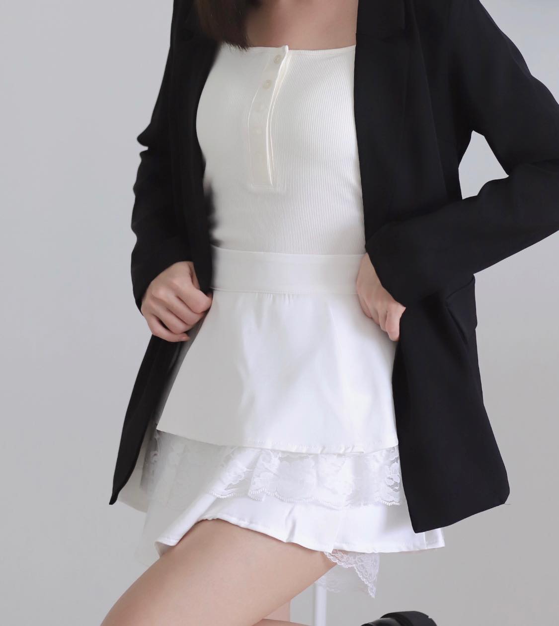 Lace Satin A Line Skirt