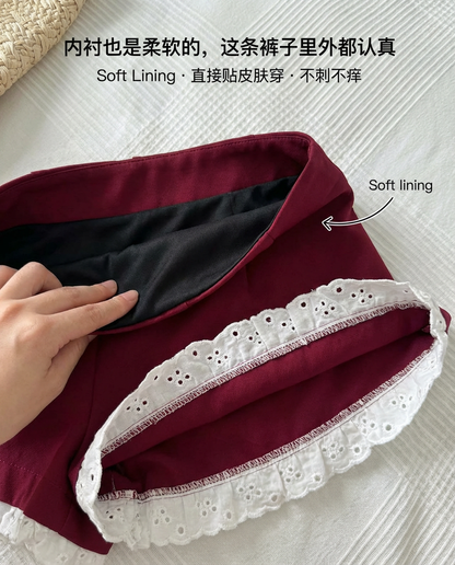 Suit Fabric A Line Lacey Shorts
