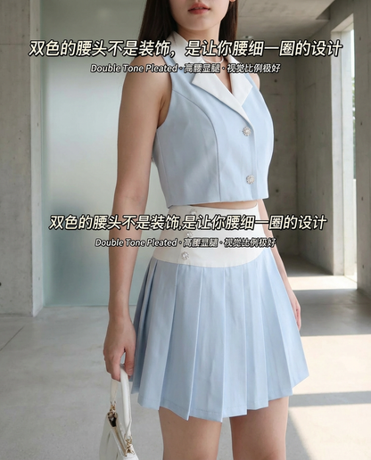 Bluebell Vest Pleated Set Wear