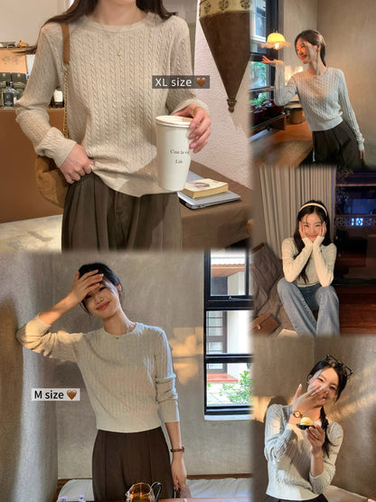 Luna Vintage Round Neck Knitted Sweater