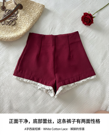 Suit Fabric A Line Lacey Shorts