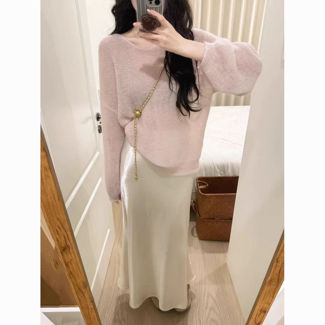 Silky Satin High Waisted Elastic Skirt