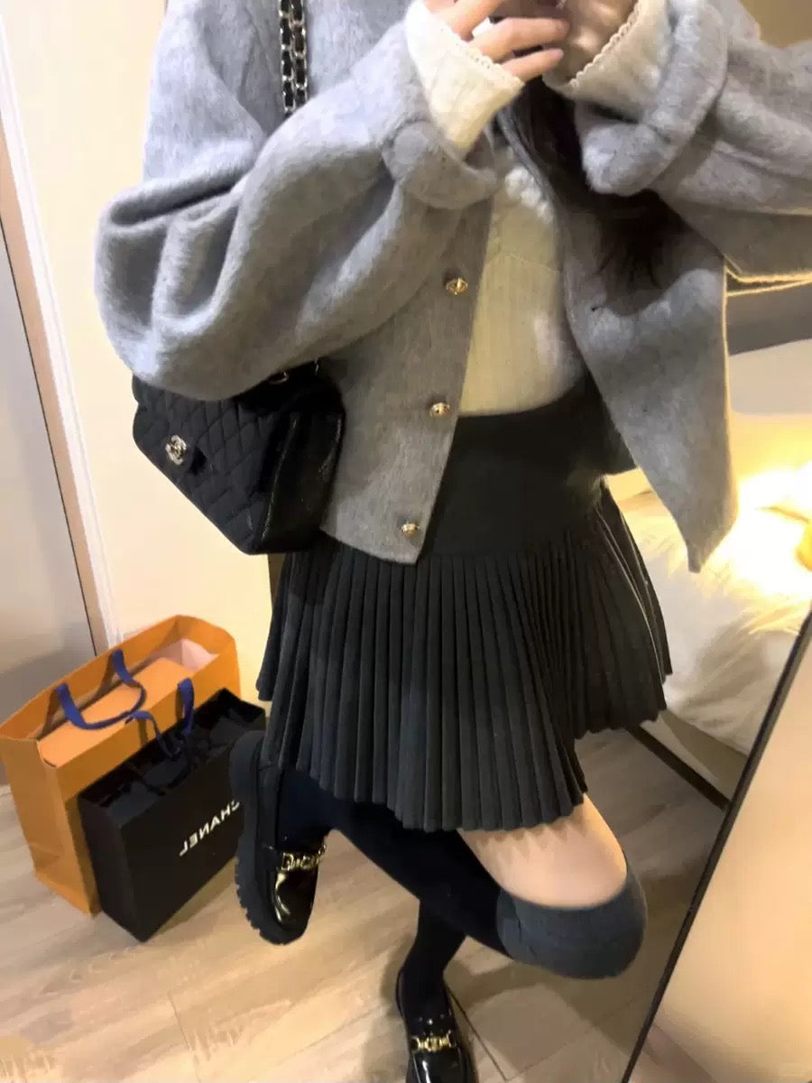 Tiana Wool Pleated A Line Skirt