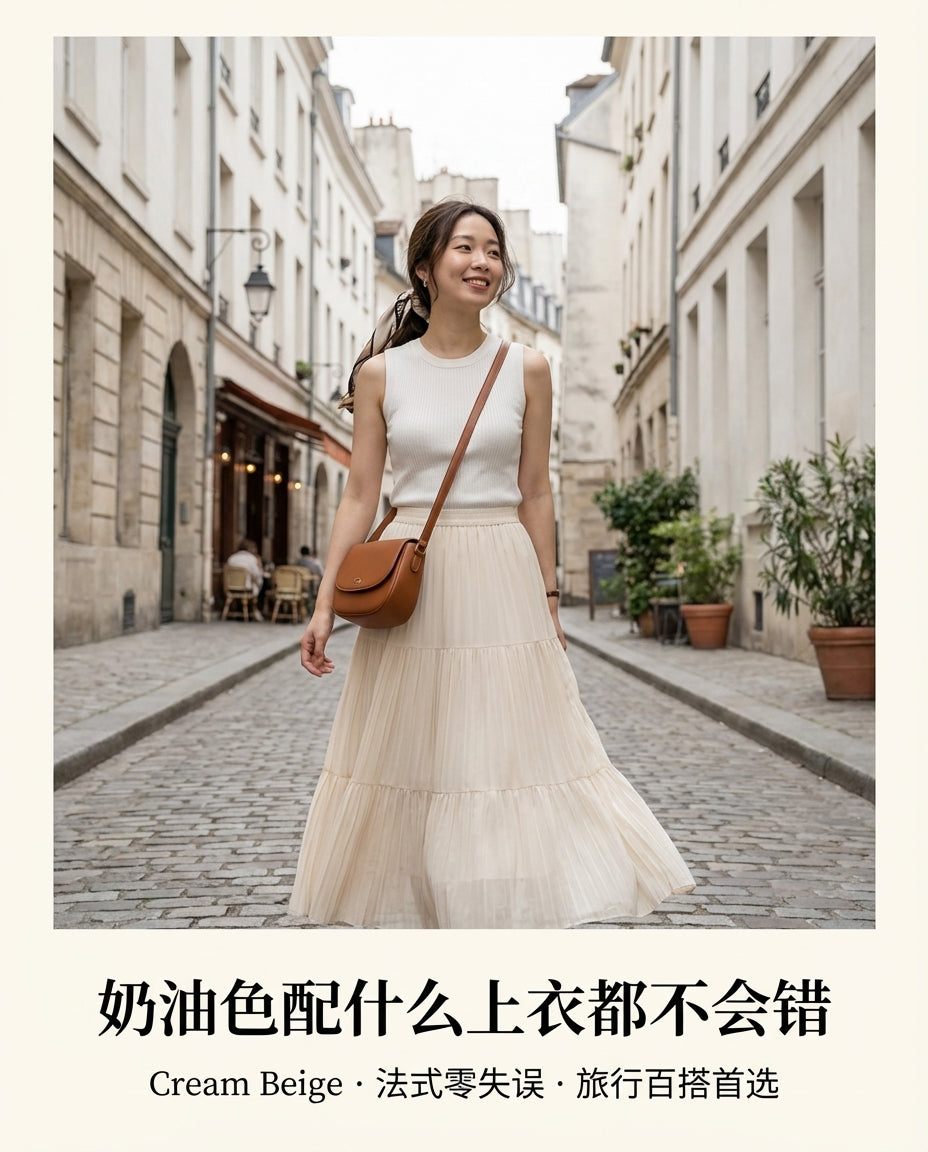 Drapey Mesh Pleated Long Skirt
