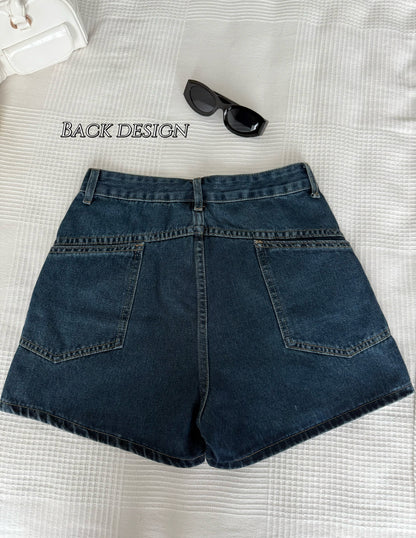 Retro Nostalgia Blue High Waist Jeans Short