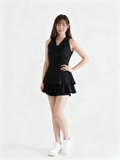 Rommily Button Blazer Layer Romper