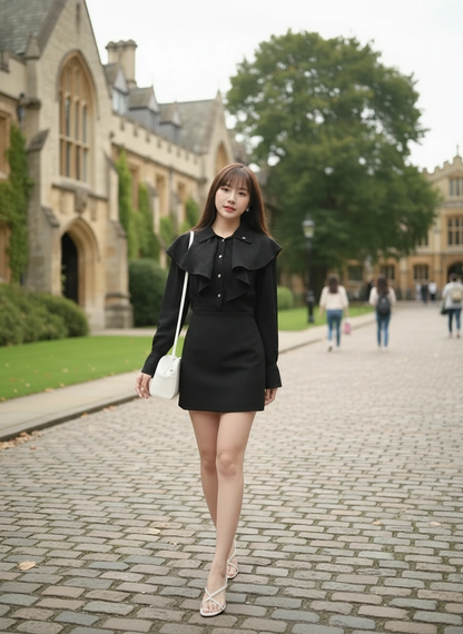 Black Diamond Button Blouse