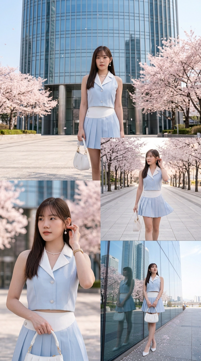 Bluebell Vest Pleated Set Wear