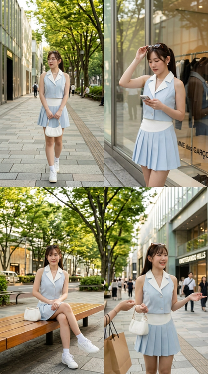 Bluebell Vest Pleated Set Wear