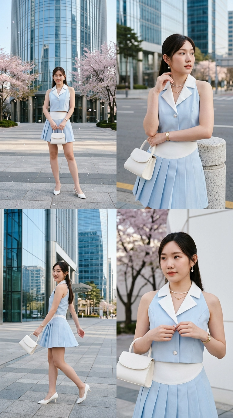 Bluebell Vest Pleated Set Wear