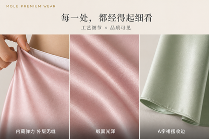Silky Satin High Waisted Elastic Skirt
