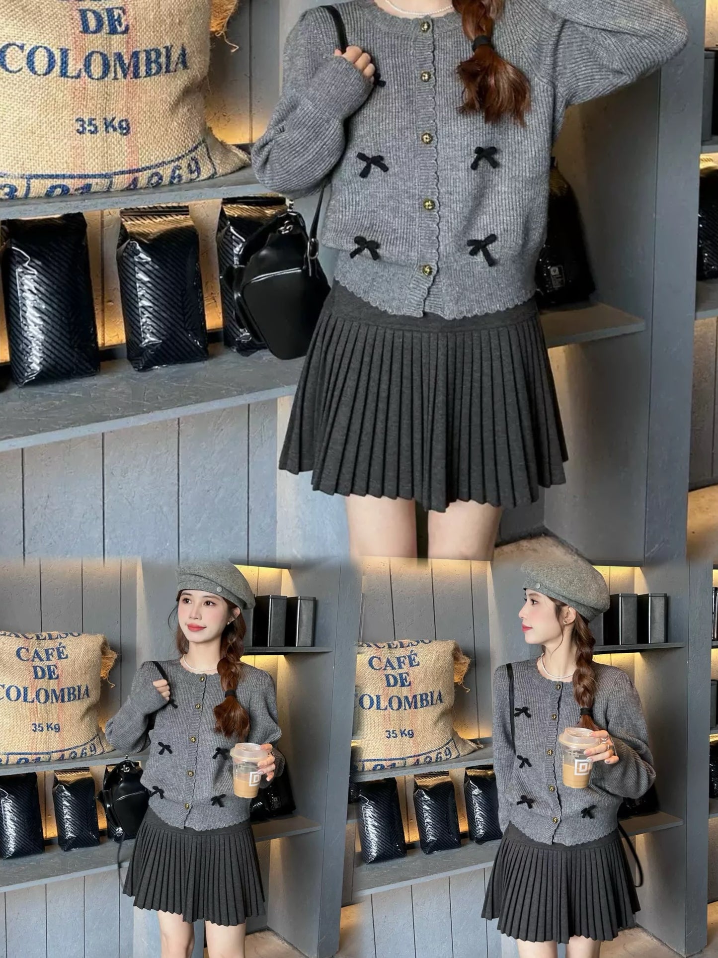 Tiana Wool Pleated A Line Skirt