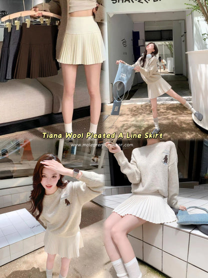 Tiana Wool Pleated A Line Skirt