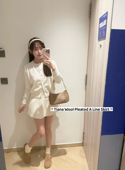 Tiana Wool Pleated A Line Skirt