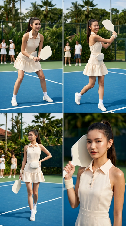 Emma Polo Collar Cream Dress