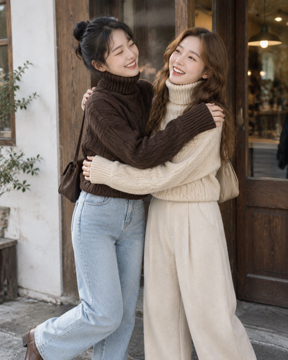 Parisa High Neck Knitted Top