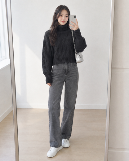 Parisa High Neck Knitted Top