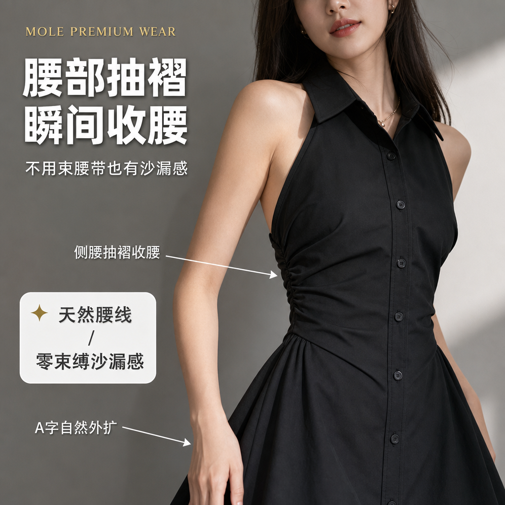 Jennie Button A Shape Dress