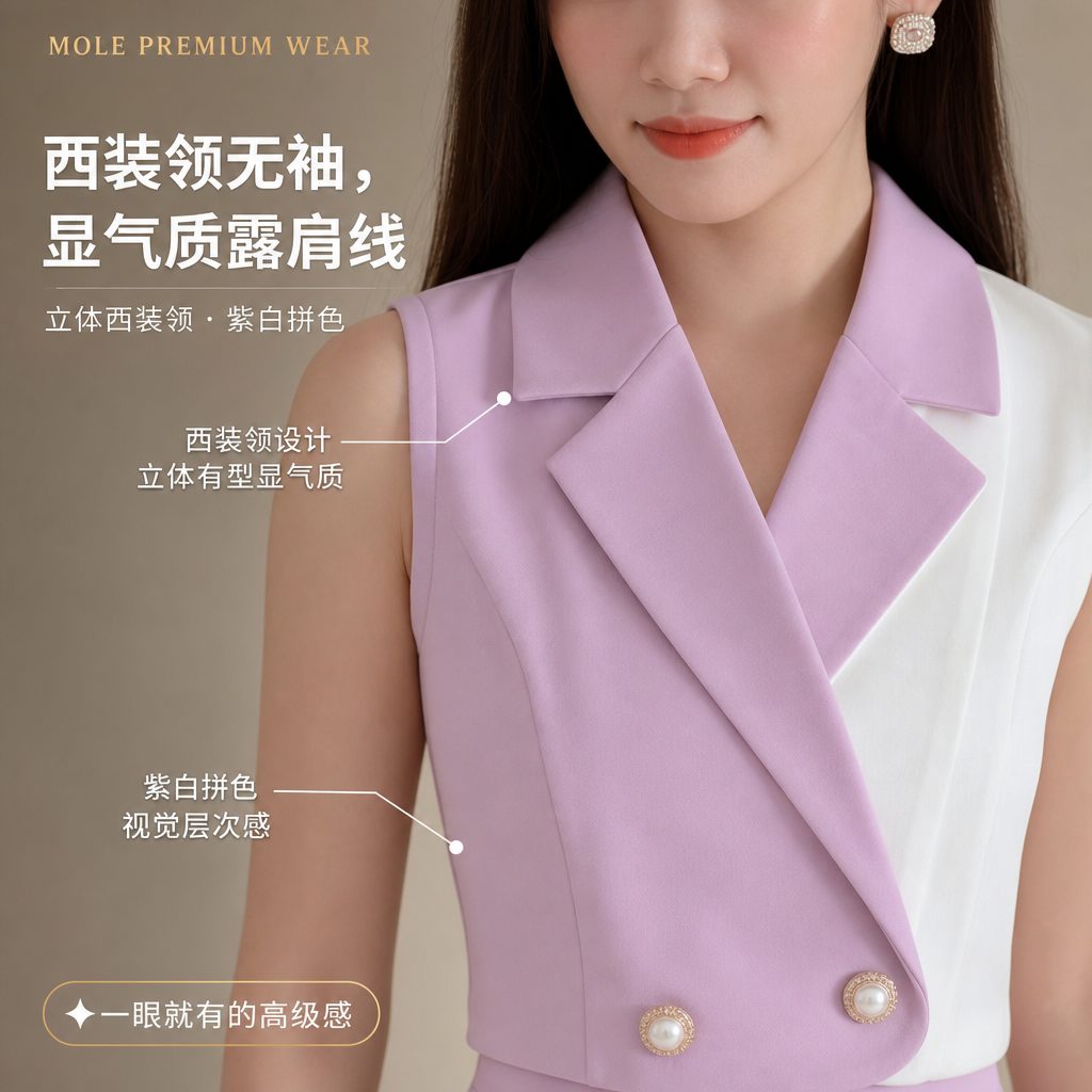 Purple Button Front Waist Coat & Skirt