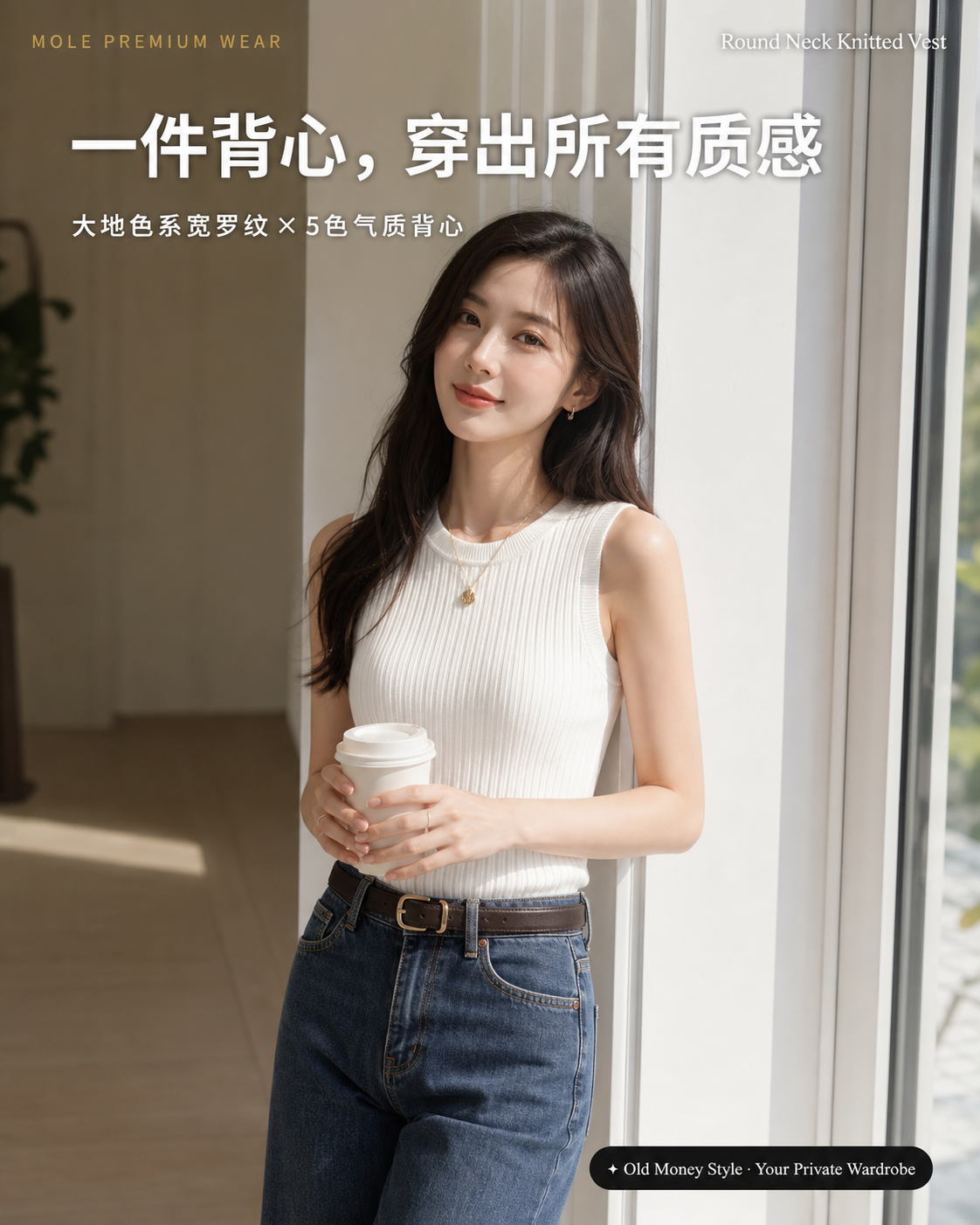 Round Neck Knitted Vest