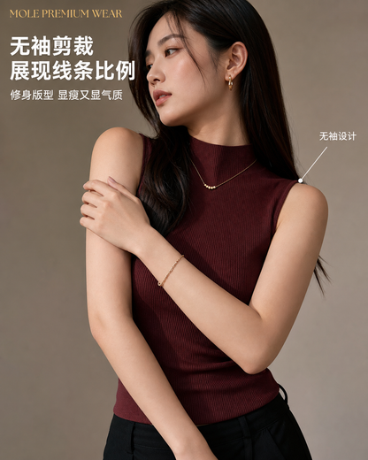 High Neck Cotton Sleeveless Tank Top