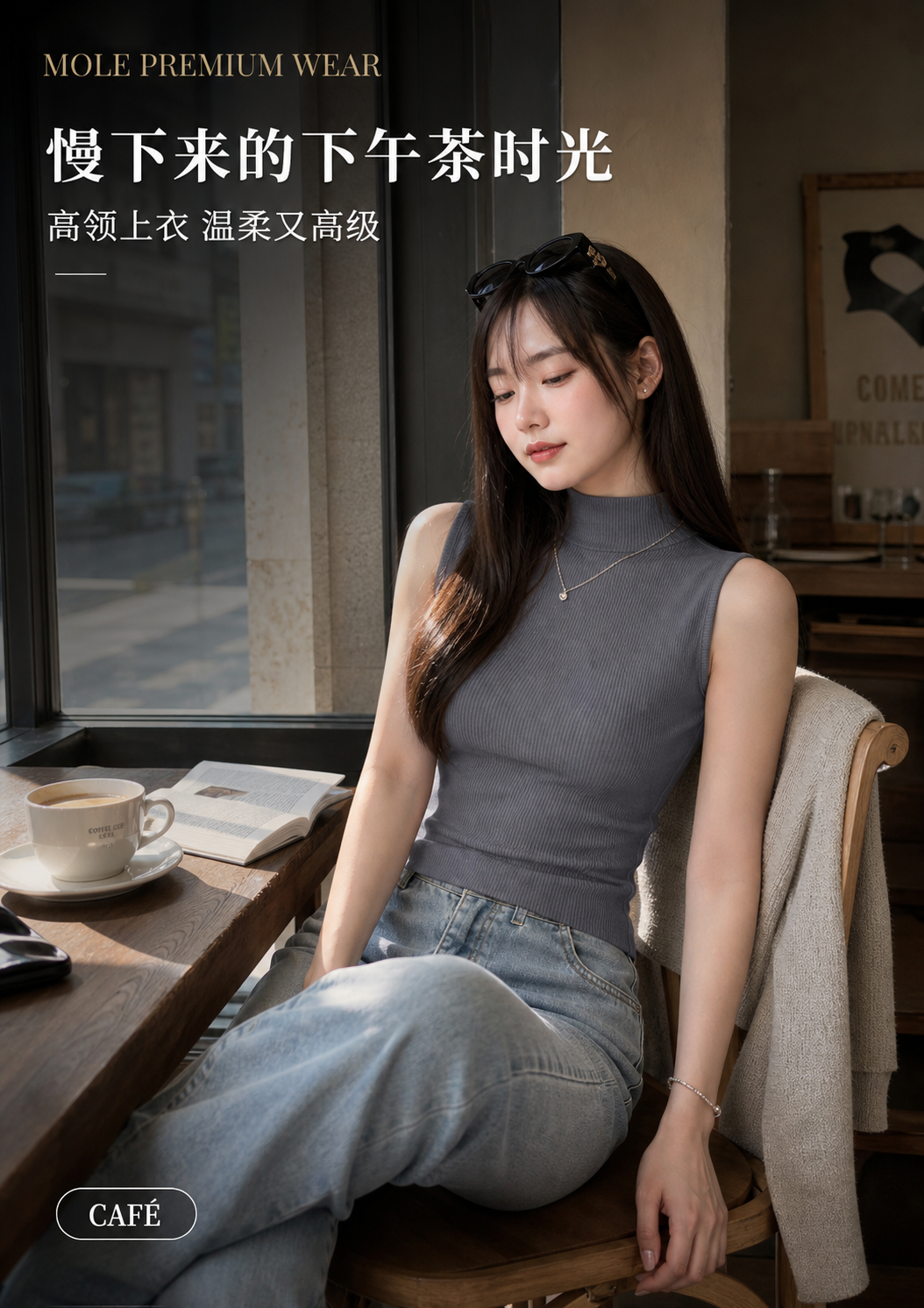 High Neck Cotton Sleeveless Tank Top