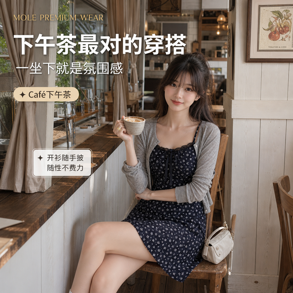 Summer French Floral Dress with Cardigan