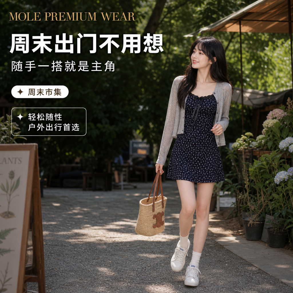 Summer French Floral Dress with Cardigan