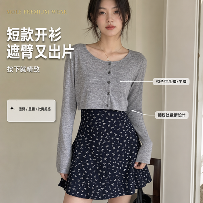 Summer French Floral Dress with Cardigan