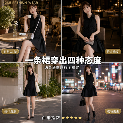 Jennie Button A Shape Dress
