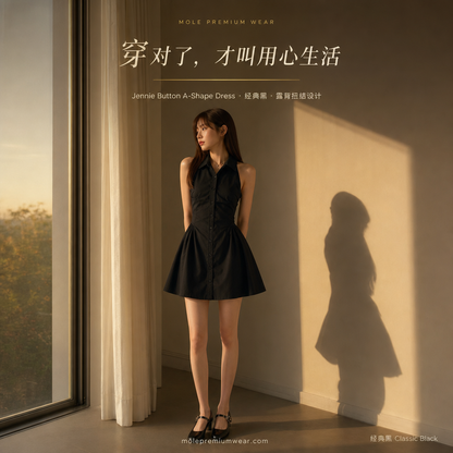 Jennie Button A Shape Dress