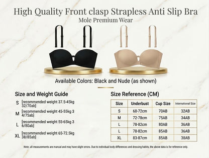 High Quality Front Clasp Strapless Anti Slip Bra