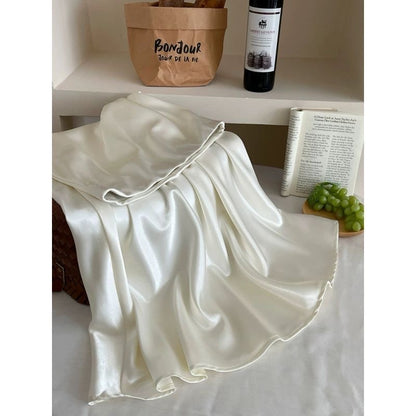 Silky Satin High Waisted Elastic Skirt