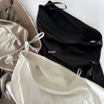 Silky Satin High Waisted Elastic Skirt