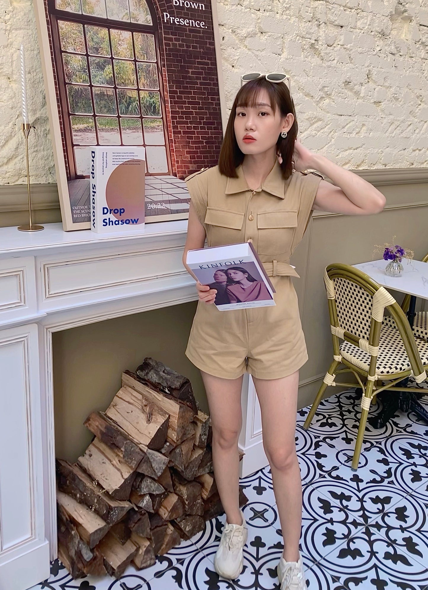 Khaki Denim Jumpsuits