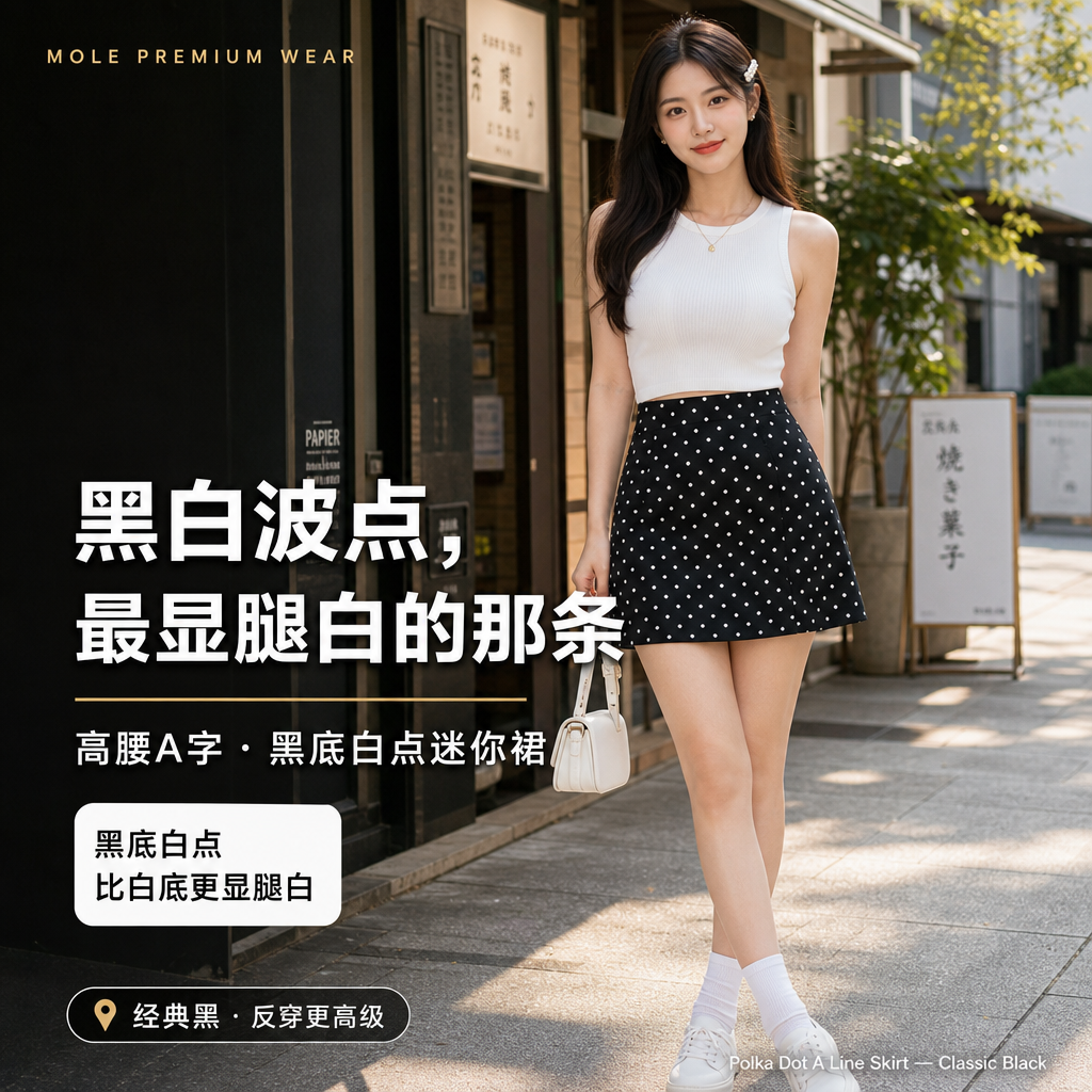 Polka Dot A-Line Skirt