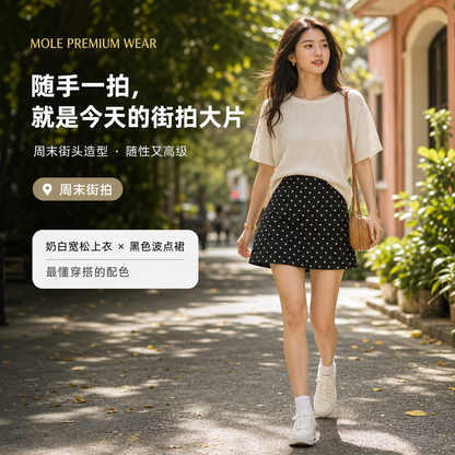 Polka Dot A-Line Skirt