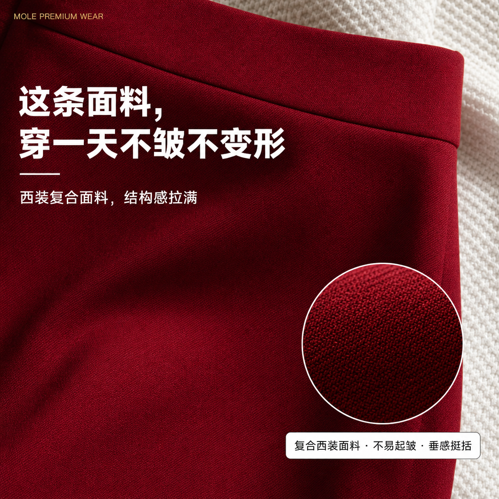 Yuna Red Suit Fabric A Line Skirt