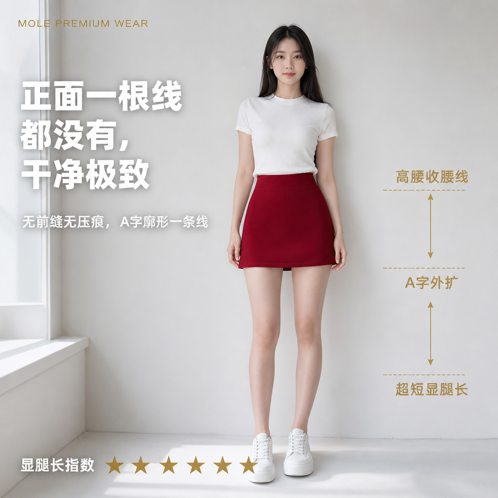 Yuna Red Suit Fabric A Line Skirt