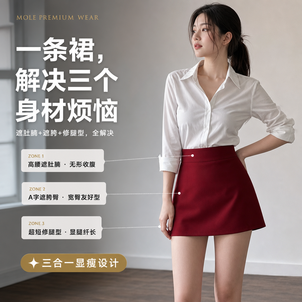 Yuna Red Suit Fabric A Line Skirt
